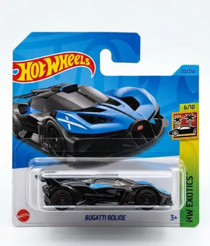 Coche De Juguete Hot Wheels Negro Y Celeste, Bugatti Bolide Azul