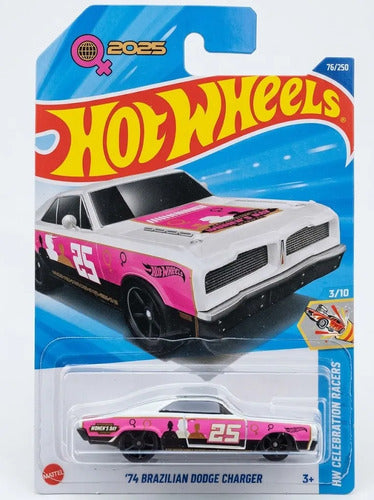 Hot Wheels  - '74 Brazilian Dodge Charger - Hyx20 Rosa E Branco
