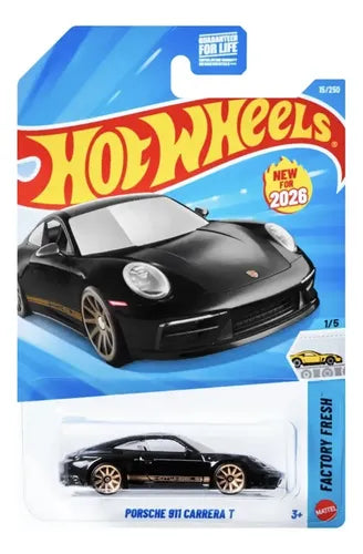 Carrinho Hot Wheels Porsche 911 Carrera T 2026 Preta Preto