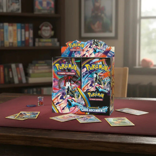 Box Display 216 Cartas Pokémon Me04 Caos Ascendente Copag Português