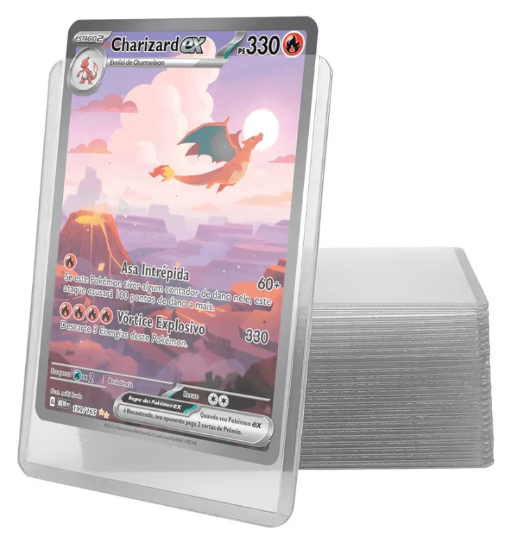 25 Toploader Cristal Bra Para Cards Pokemon, Magic E Outros Transparente