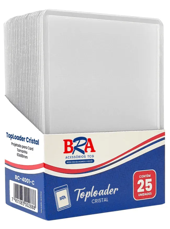 25 Toploader Cristal Bra Para Cards Pokemon, Magic E Outros Transparente